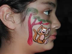 Kids Birthday Party -- face paint monkey and tree